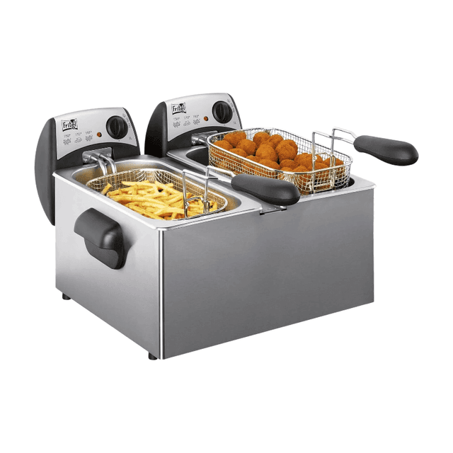 Fritel Friteuse FR 1355 Duo - Dubbele friteuse/dubbele frituurpan - 2 x 3 L - 2 x 2200 W - Antistofdeksel - Voor 2 tot 8 personen - Alleen voor olie