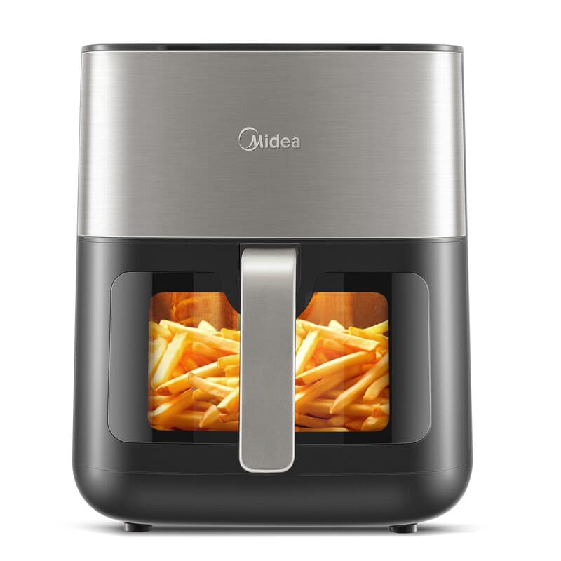 Midea 6,2 L heteluchtfriteuse met kijkvenster - 1600 W energiezuinig, HeatXpress snelle luchtcirculatie, 7-in-1 voorgeprogrammeerd menu, vaatwasbestendige antiaanbakmand, digitaal display + 1 min sneltoets (model: MF-CY65E) — afbeelding 1