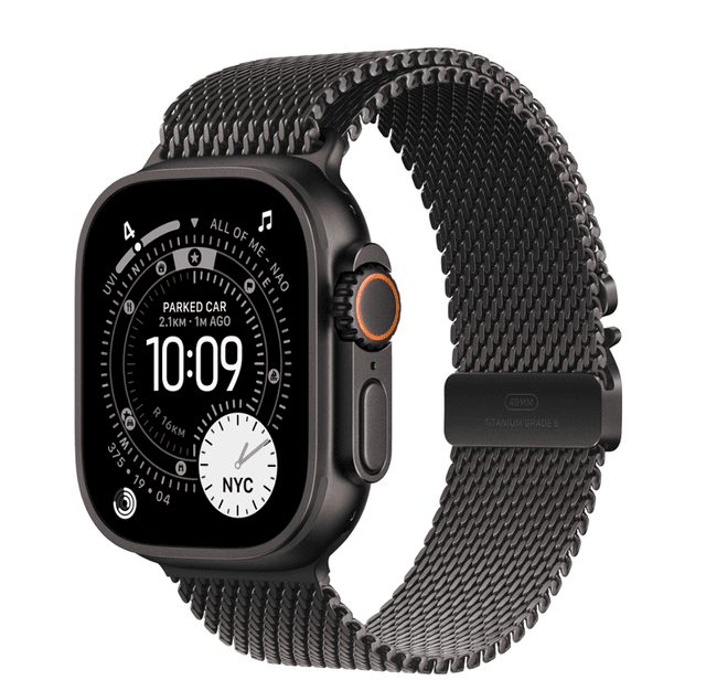 Apple Watch Ultra 3, Milanees Bandje M, Zwart (Zwart)