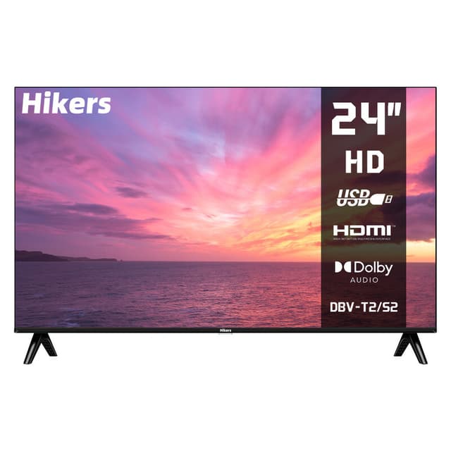 TV LED Hikers HD 24" (60 cm) - Niet Smart-HDMI - USB - Ondersteunt DVB-S2/T2/C - Dolby Audio - HDR - Zwart