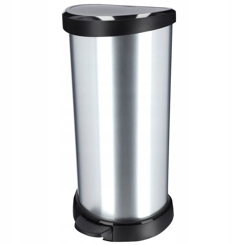 Curver Decobin - Afvalemmer - 40 liter - Zilver metallic - Premium opbergoplossing, duurzaam kunststof, moderne huisorganisatie — afbeelding 1