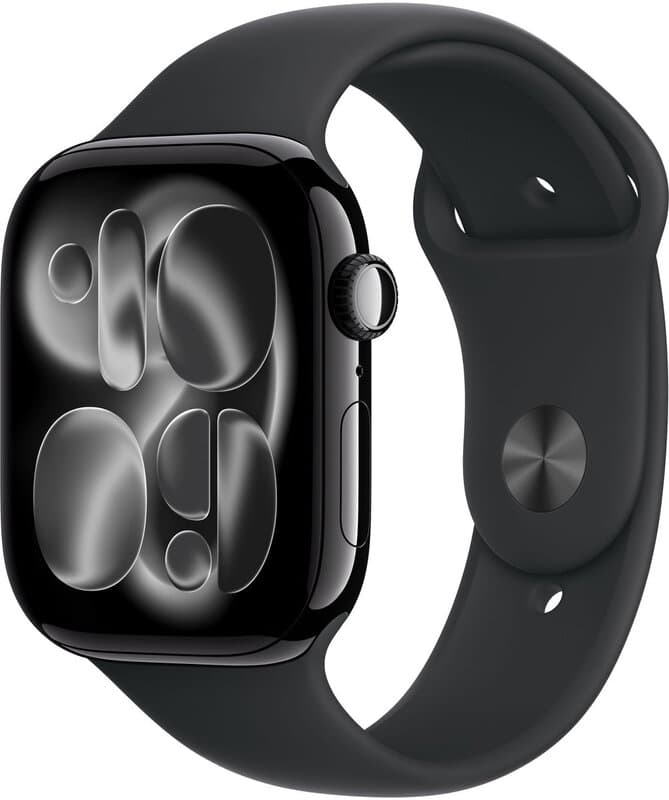 Apple Watch Series 11 GPS 46 mm met matzwarte aluminium behuizing en zwarte sportband - S/M — afbeelding 1