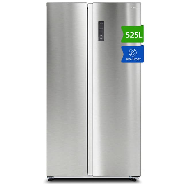 CHiQ 525 L Amerikaanse koelkast, side-by-side, no-frost, 333 L koel- en 192 L vriesruimte, inverter compressor, 37 dB touchbediening, JR525WSE, energieklasse E