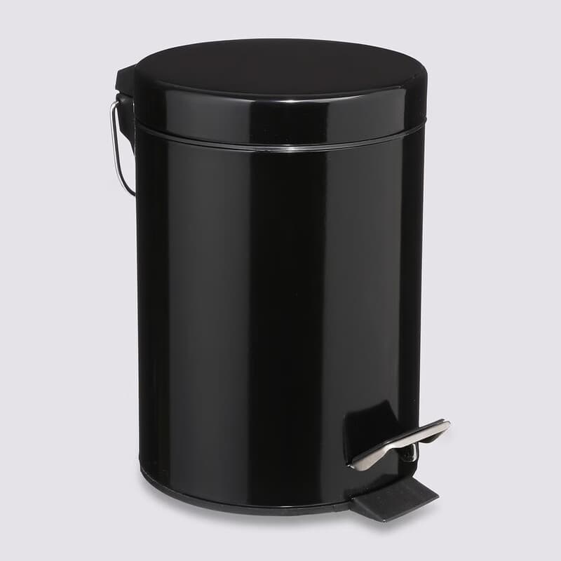 5five Metalen pedaalemmer met deksel - 3 L, zwart — afbeelding 1