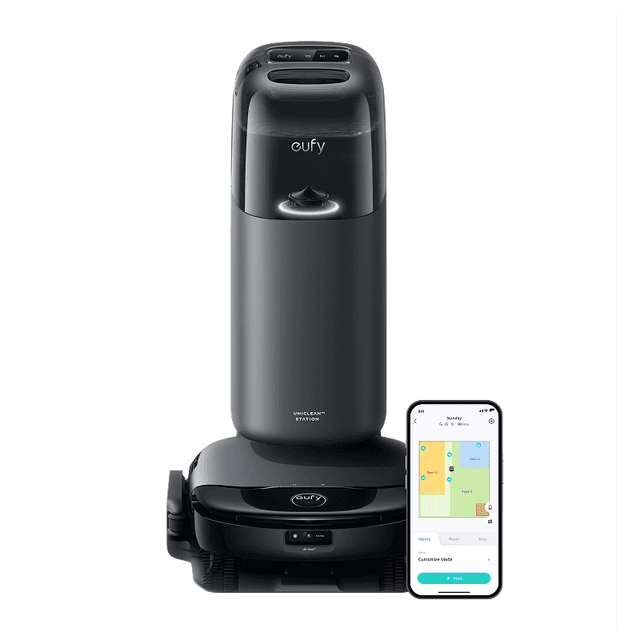 eufy Omni S1 robotstofzuiger met dweil, alles-in-één dockingstation, revolutionair reinigingssysteem, altijd schoon, automatische optilfunctie, slimme obstakeldetectie, voor huisdierharen en harde vloeren