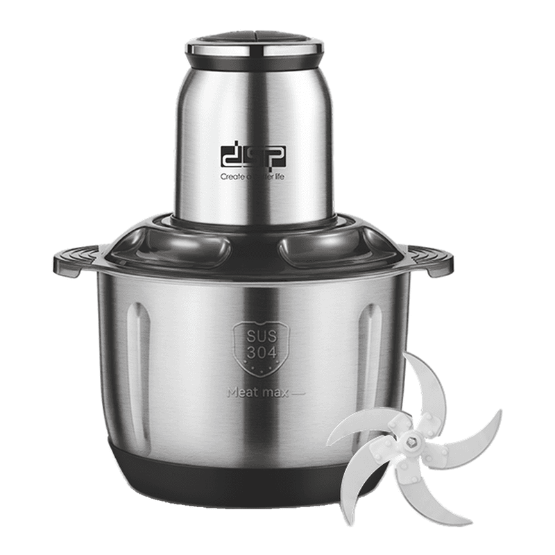 DSP KM4108 5 liter roestvrijstalen hakmolen met 2 standen & 5-bladig mes voor eenvoudig koken — afbeelding 1