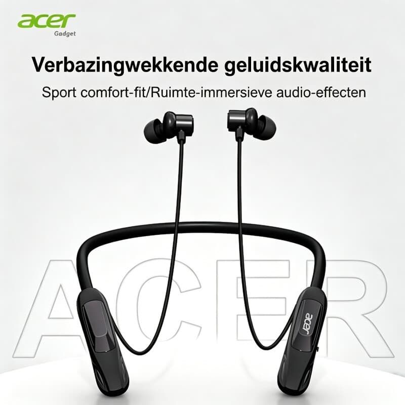 Acer OHR810 draadloze nekband in-ear oordopjes voor sport, magnetische opslag, dual mode voor gaming en muziek, Bluetooth 5.4, ultralange stand-by, diepe bas, stereo ruisonderdrukking voor bellen, gamingmodus met lage latentie, Hi-Fi Dolby audio, aanbevol — afbeelding 1