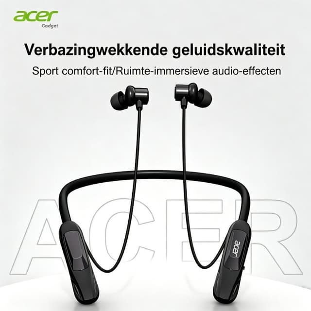 Acer OHR810 draadloze nekband in-ear oordopjes voor sport, magnetische opslag, dual mode voor gaming en muziek, Bluetooth 5.4, ultralange stand-by, diepe bas, stereo ruisonderdrukking voor bellen, gamingmodus met lage latentie, Hi-Fi Dolby audio, aanbevol