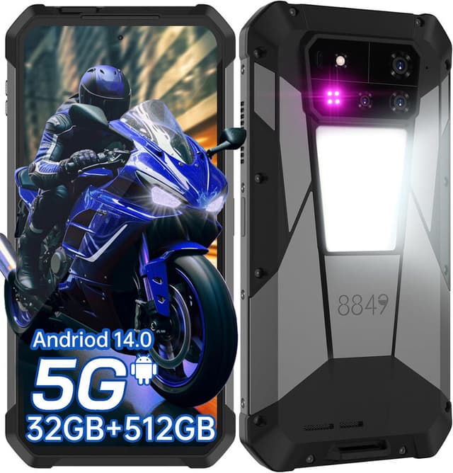 Unihertz Tank 4 Pro 720P robuuste smartphone met beamer, AMOLED-scherm (6,73 inch), 512 GB opslag, Android 14, 5G, 32 GB RAM, 11600 mAh (120 W), campinglamp 1200 lm, GPS, OTG