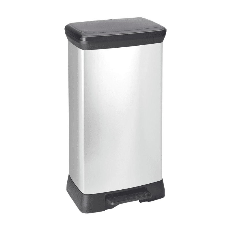 Curver Decobin afvalemmer - 50 liter - 39 x 29 x 72 cm - zilver metallic - premium opbergoplossing, duurzaam kunststof, moderne huisorganisatie — afbeelding 1