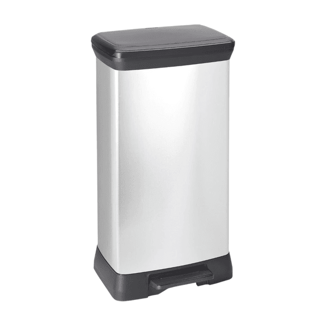 Curver Decobin afvalemmer - 50 liter - 39 x 29 x 72 cm - zilver metallic - premium opbergoplossing, duurzaam kunststof, moderne huisorganisatie