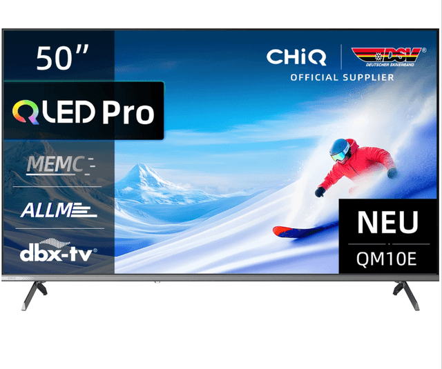 CHiQ U50QM10E QLED TV, UHD, metalen randloos ontwerp, Google TV, DLG 120 Hz, HDR10, 10-bit paneel, DVB-T2/C/S2, Netflix, YouTube, Prime Video, LAN/WLAN, 3x HDMI, 2x USB, CI+, ECO-G