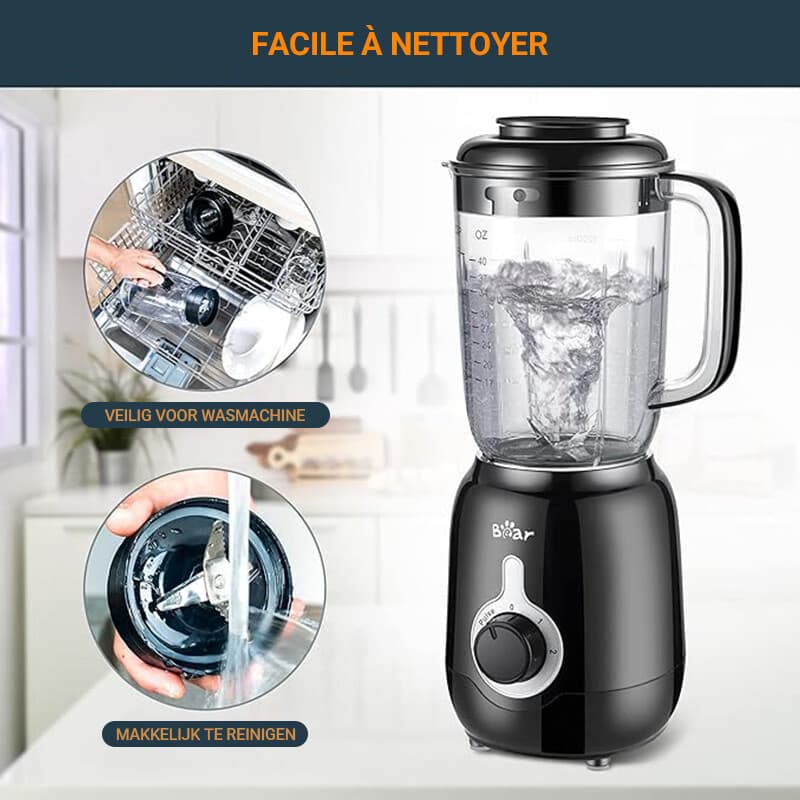 Bear tafelblender LLJ-B12K1 1,2 L 500 W 2 snelheden + pulsfunctie 4 roestvrijstalen messen — afbeelding 1