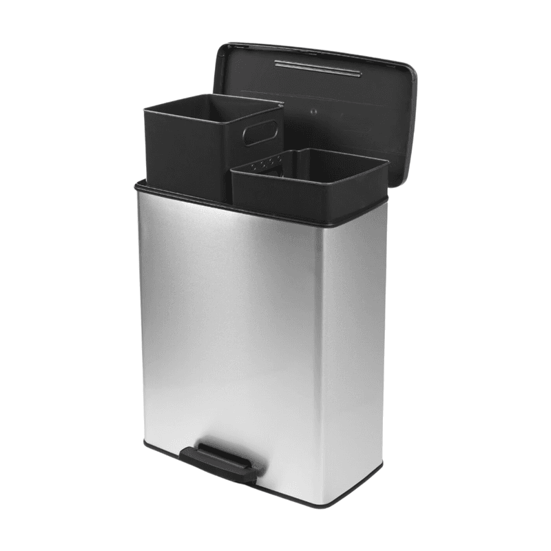 Curver Decobin Duo afvalemmer - 26L+26L - Rechthoekig - Zilver metallic - Premium opbergoplossing, duurzaam kunststof, moderne huisorganisatie — afbeelding 1