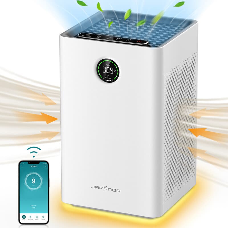 Jafända Luchtreiniger voor grote ruimtes tot 1190 ft², H13 True HEPA-filter met actieve kool, slimme wifi & Alexa-bediening, verwijdert stof, pollen, rook en geuren, slaapmodus op 23 dB — afbeelding 1