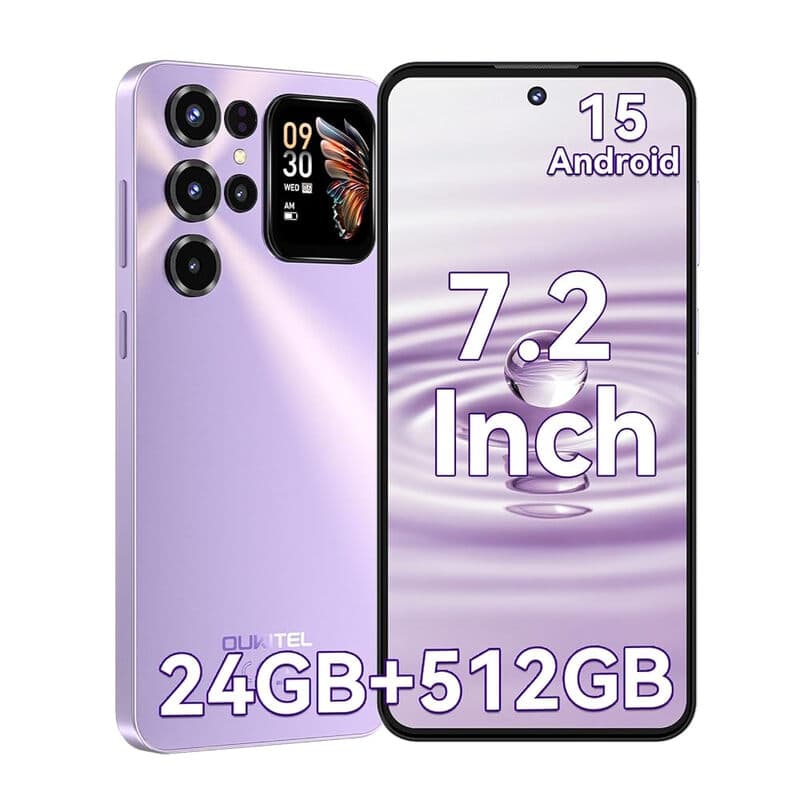 OUKITEL C68 Plus (8+512GB) 7,2-inch 6000mAh-batterij 9,5mm ultradunne behuizing met secundair scherm smartphone Paars — afbeelding 1