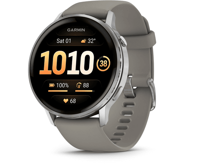 Garmin Venu 4 - 45 mm Multisport Smartwatch - Zilver - Grijze Siliconen Band