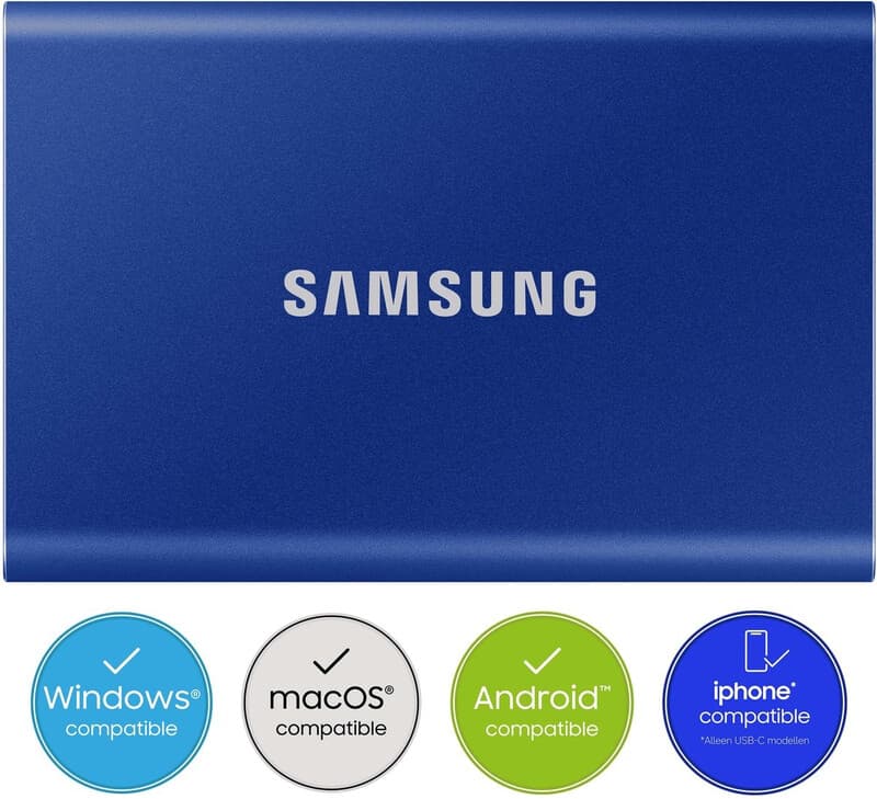 Samsung portable SSD T7 2 TB USB Type-C 3.2 Gen 2 (3.1 Gen 2) blauw — afbeelding 1