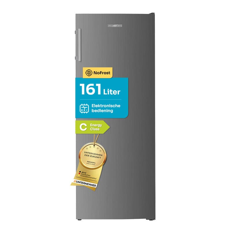 Heinrich's Vriezer 161 L Inhoud, Vriezer, No-Frost Bescherming, 3x Vrieslades, 2x Lades, LED Display, Omkeerbaar Deurscharnier, Alarmfunctie, Temperatuur: -14 °C ~ -22 °C, Heinrich's (Inox) Energieklasse C — afbeelding 1