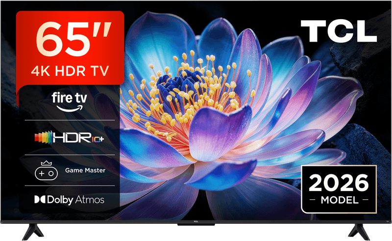 TCL 65V6D 65 inch 4K HDR, Fire TV, HDR10+, Dolby Atmos, DTS:X, Game Master, Motion Clarity, AirPlay 2, Druk op de knop en vraag aan Alexa