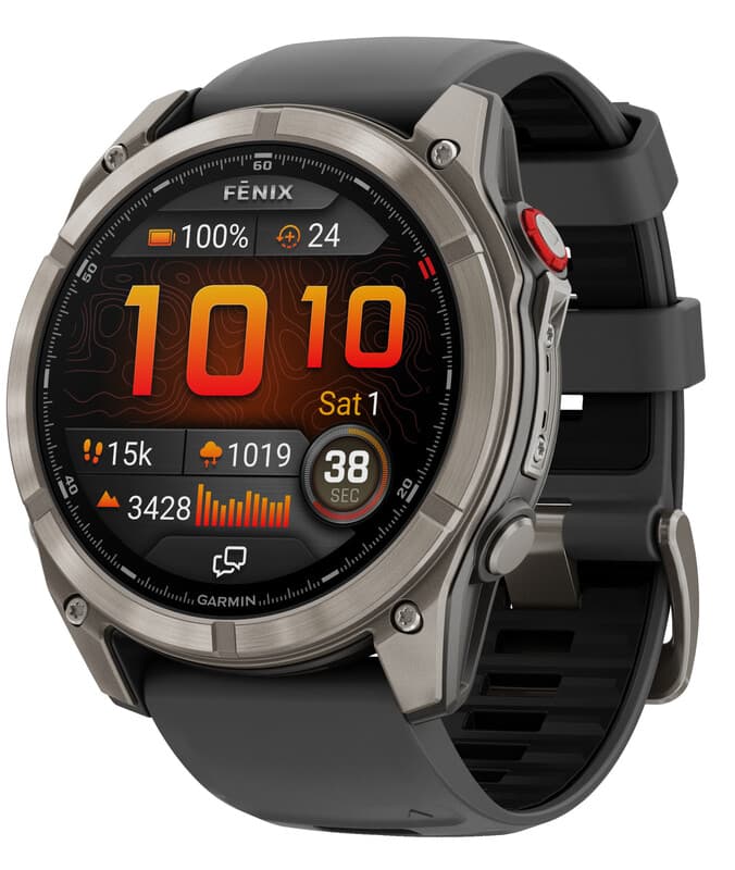 GARMIN Fenix 8 PRO - 51 mm AMOLED Saffier Titanium - Zwart Siliconen Bandje — afbeelding 1