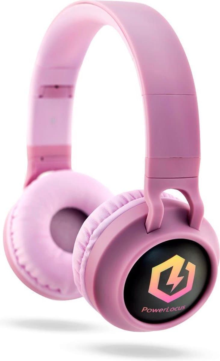PowerLocus Buddy Draadloze On-Ear Koptelefoon voor Kinderen, LED lampjes, 85db Limiet, met Microfoon, Micro SD poort - Roze — afbeelding 1