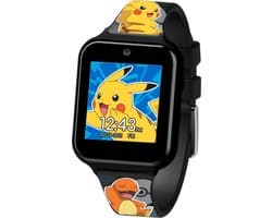 Accutime Kinderhorloge Pokemon - Smartwatch Kind - Kinderhorloge met Spelletjes - Smartwatch Kinderen - Selfie Camera - Zwart