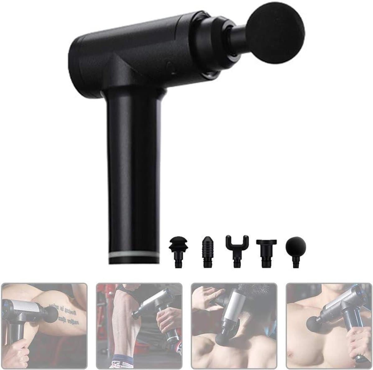 Massagepistool - Spierontspanning Tool - Herstel na sport - 30 snelheden - 5 opzetstukken - Zwart — afbeelding 1