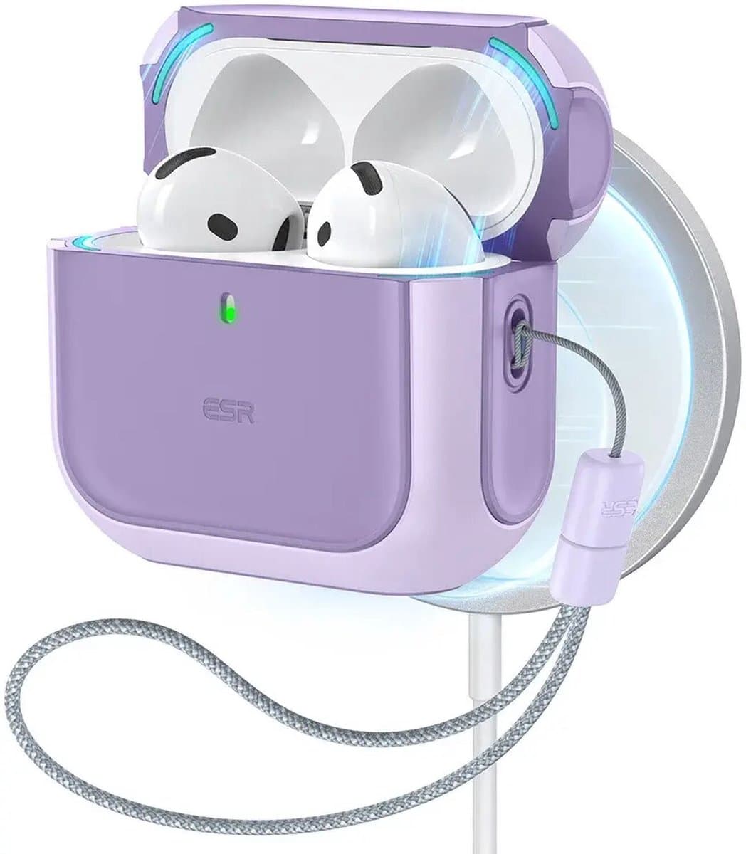ESR Halolock Orbit Hybrid Hoes Geschikt Voor AirPods 4 (AirPods 4e Generatie) (2024) - Compatibel met MagSafe - Paars — afbeelding 1
