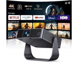 Draadloze mini beamer met autofocus en 360° draaibare voet