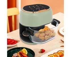 Heteluchtfriteuse - Airfryer Frituurpan - Vetarm Koken - Met Kijkvenster - 4 Liter - Groen