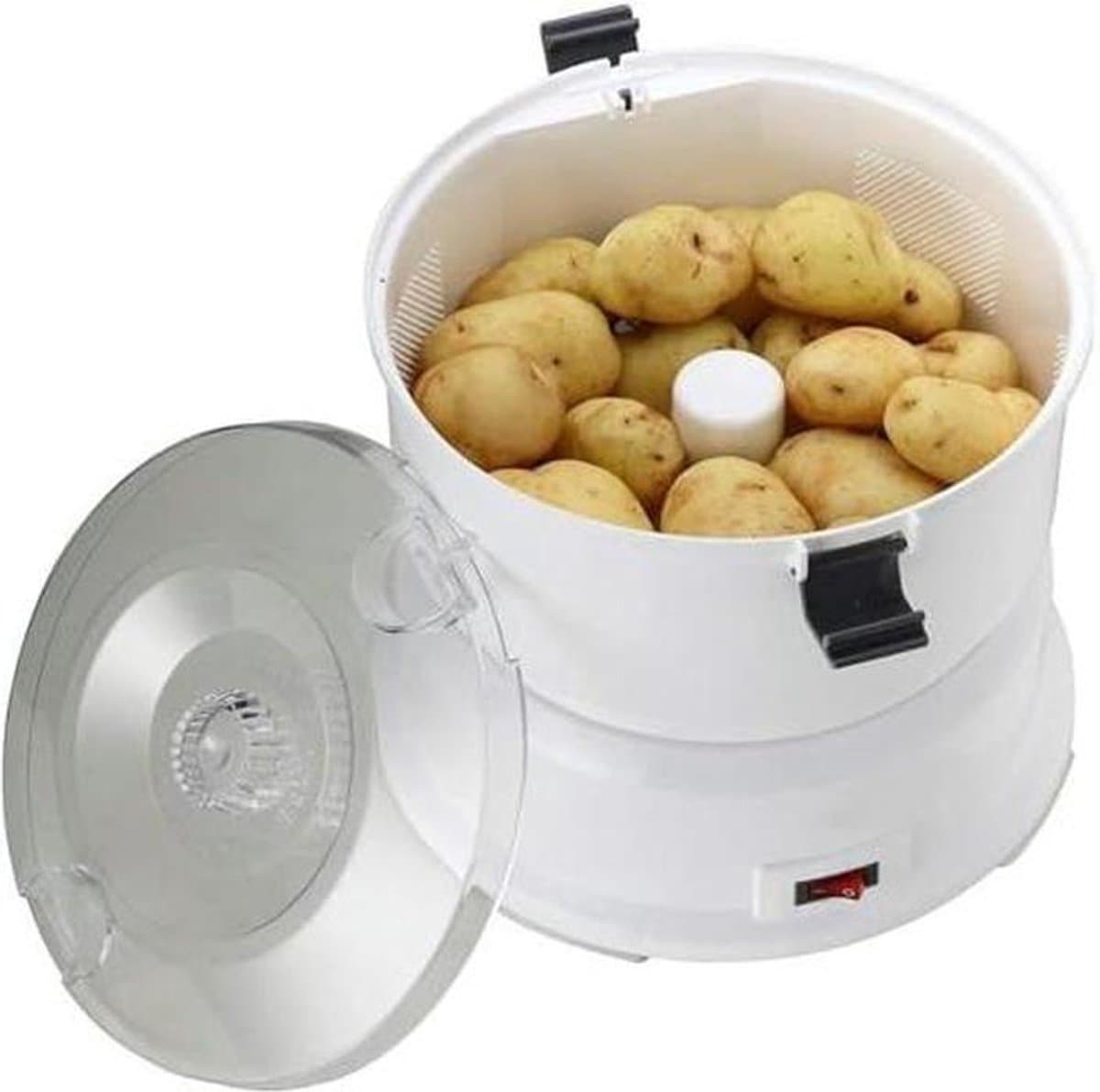 Elektrische Aardappelschiller - Snijmachine Wortelgroenten - Snel Groenten Bereiden - Met Opvangbak - 1 kg Capaciteit - Wit — afbeelding 1