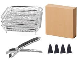Accessoires voor vierkante heteluchtfriteuses, inclusief hittebestendige tang en antislipmatjes