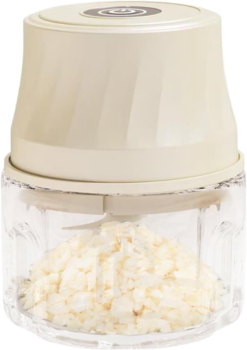 Mini Keukenmachine - Elektrische Hakker - Maaltijd Voorbereiding - Oplaadbaar Draadloos - 350ml Capaciteit - Crèmekleurig — afbeelding 1