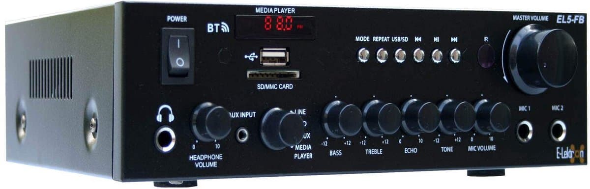 E-Lektron EL5-FB - Stereo versterker - Met Bluetooth en karaokefunctie - USB en SD mediaspeler — afbeelding 1