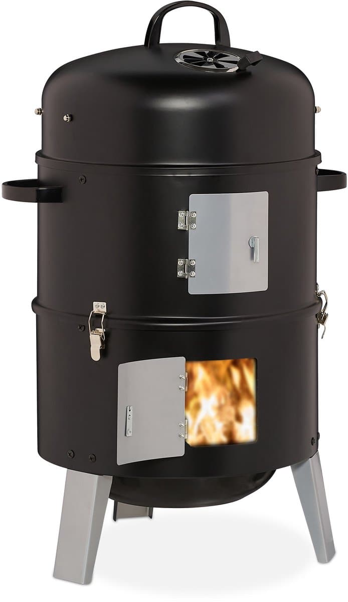 rookoven bbq - 3 in 1 - met thermometer en ventilatiegat - ∅ 40 cm - staal — afbeelding 1