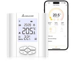 Wifi-thermostaat voor gasboiler/vloerverwarming, water, programmeerbaar met vochtigheid, compatibel met en, thermostaatkop