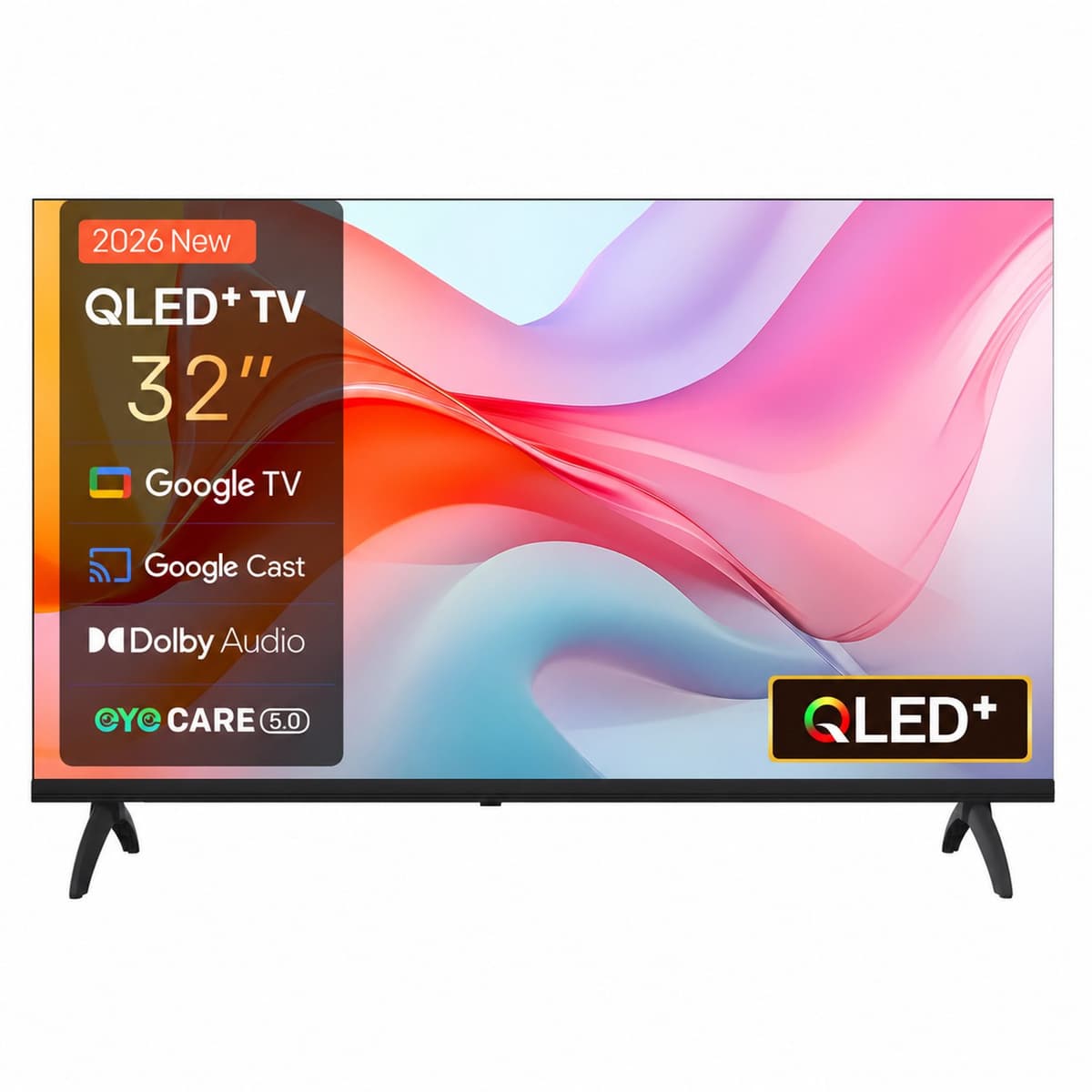 32 inch QLED Smart TV – Google TV – 4K-achtige HDR-beleving met HDR10 – Dolby Audio – Bluetooth 5.1 – Google Cast – DVB-T2/C/S2 – Energieklasse E — afbeelding 1