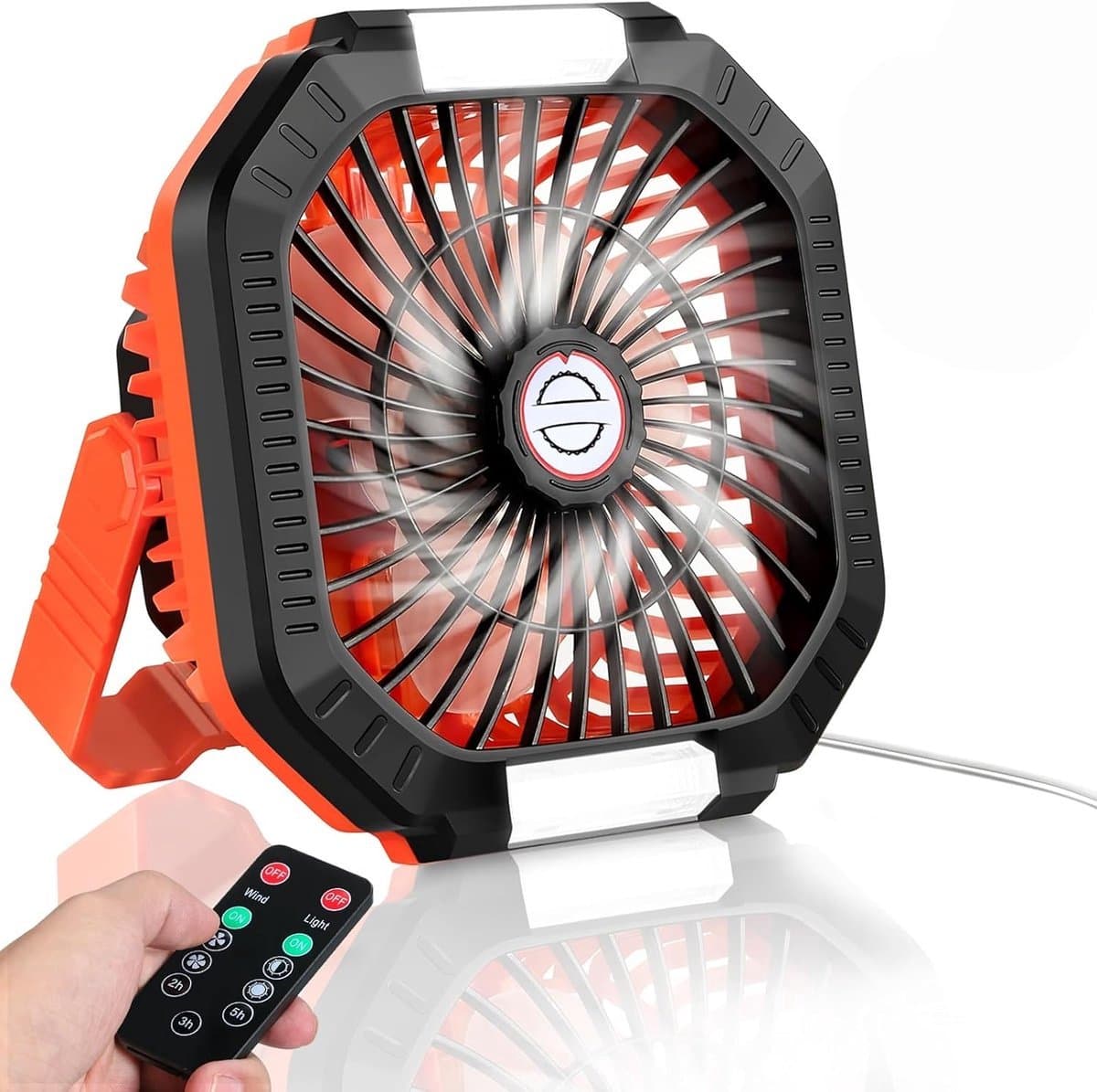 Solvix tafel ventilator geluidloos - Campingventilator met Licht - Hoogwaardig ABS - 4-traps Instelbaar - Draagbaar met Draaihaak - Voor Binnen en Buiten — afbeelding 1
