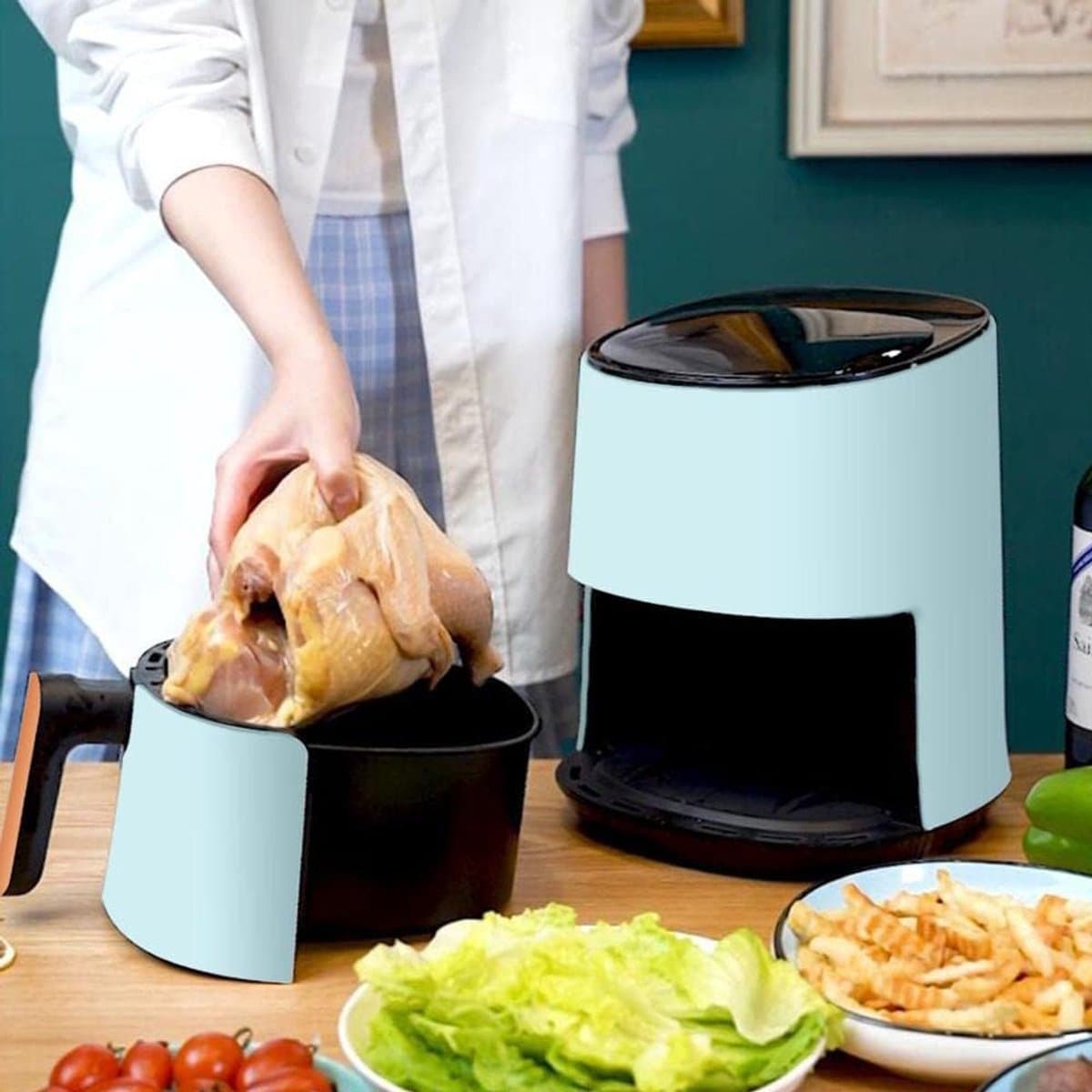Slimme Heteluchtfriteuse - Olievrije Frituurpan - Gezond Koken - Touchscreen Bediening - 3 Liter - Rood — afbeelding 1