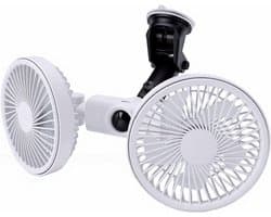 Autokoeler Dubbele Kop - Auto Ventilator - Rijcomfort Verhogen - 360 Graden Verstelbaar - 30x14x9 cm - Wit