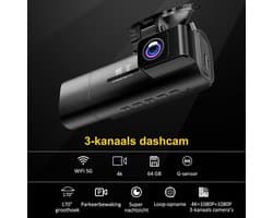 Dashcam - Zwart - 4K Voorkamera - 1080P Achtercamera - Voor Auto's