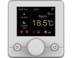 Slimme Thermostaat - Wifi Regelaar - Comfort Instellen - RGB Kleuren LCD - 2.8 Inch - Wit