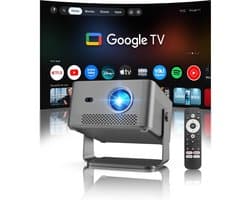 SnelShoppen - 4K Beamer met Google TV Stick, Native 1080P Projector, WiFi, Bluetooth, Autofocus, Trapeziumcorrectie, 15W Luidspreker voor Feesten, Cam