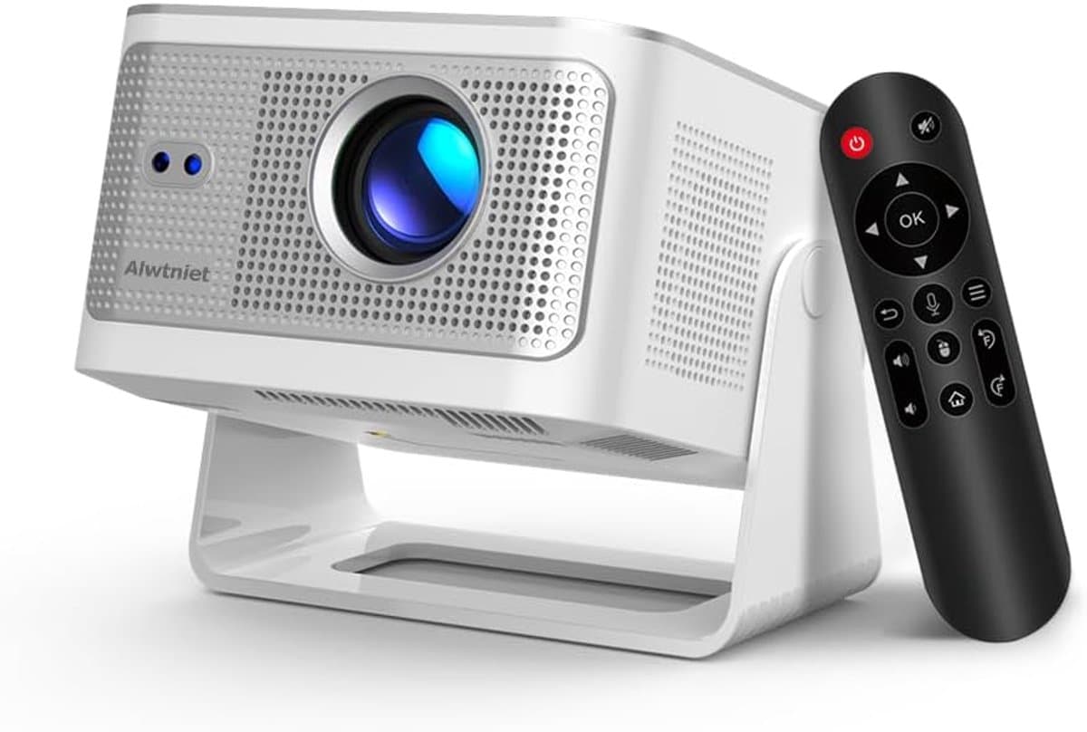 SnelShoppen - Draagbare Mini Beamer 4K/8K - Native Full HD 1080P Projector met Android 14, WiFi 6, Bluetooth 5.4, Autofocus, 180° Rotatie voor Thuisbi — afbeelding 1