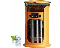 Luchtkoeler/ventilator, draagbare ventilator zonder bladen met waterreservoir van 880 ml, 3 snelheden, 180° groothoekluchtstroom en 7 LED-lampjes – stille bureauventilator (oranje) — afbeelding 1