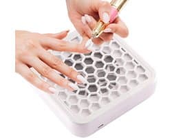 Nagelventilator Stofafscheider - Nagelstofzuiger Manicure - Stof Vangen - Afneembaar Filterkussen - 16 x 15 x 6 cm - Wit