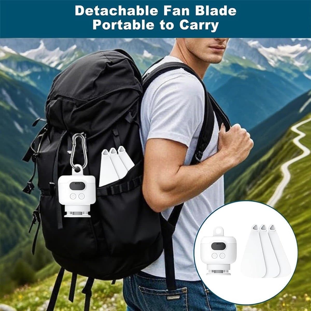 Oplaadbare Plafondventilator met Verlichting - Camping, Buiten - met Afstandsbediening, Timer, USB - voor Terras, Paviljoen - Wit - 1 Stuk — afbeelding 1