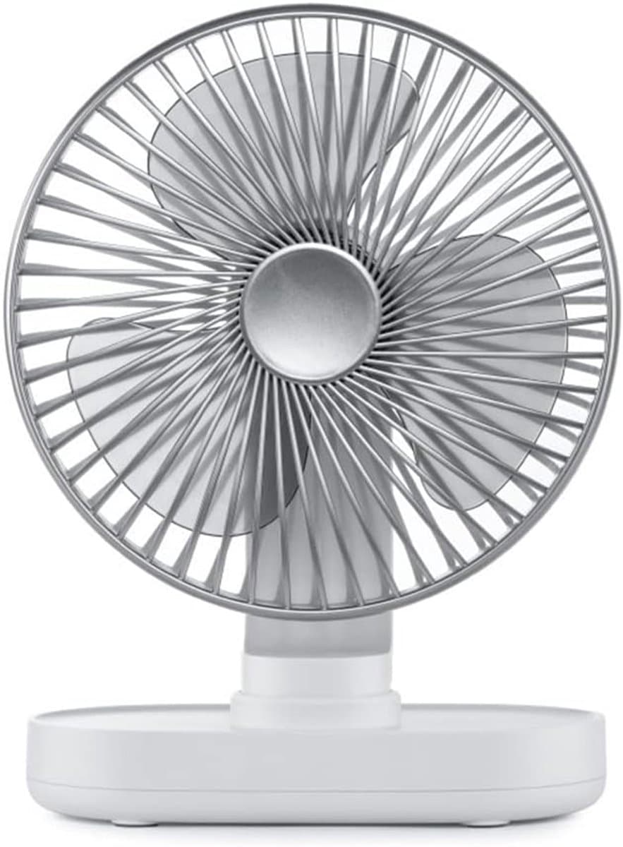 Oplaadbare bureauventilator – ventilator - Stille, draadloze miniventilator – 4 snelheidsstanden – Automatische oscillatie (90°) – Accu met hoge capaciteit (4000 mAh) – Draagbaar, opladen via USB — afbeelding 1