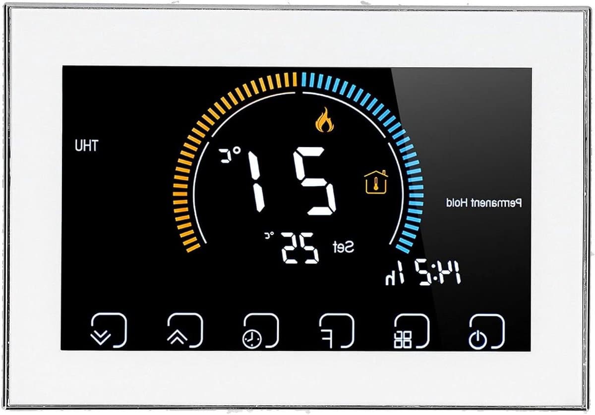 Intelligente Thermostaat - Temperatuurregelaar LCD - Verwarming Beheren - Touchscreen Bediening - 5.1 x 3.5 x 1.6 inch - Wit — afbeelding 1